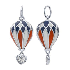 Sterling Silver Enamel Hot Air Balloon Heart Necklace