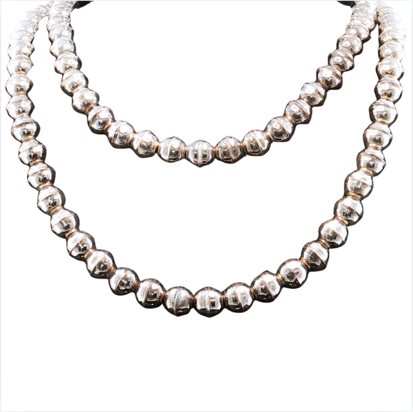 Estate Sterling Sliver Navajo Beads Necklace 28in.