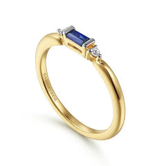 14K Gold Emerald Cut Sapphire Ring with Diamonds S2086922