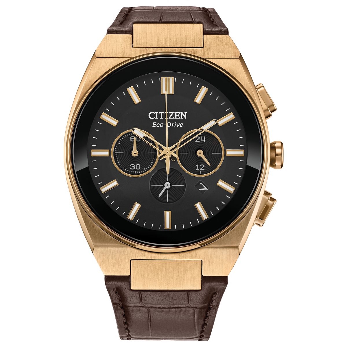 Citizen Eco Drive Axiom SC Brown Leather Watch with Black Dial CA4583-01E