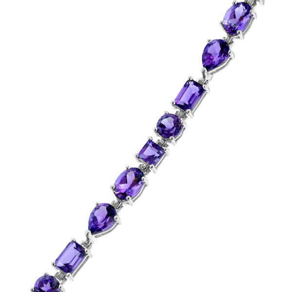 Sterling Silver Amethyst Prong Set Bracelet