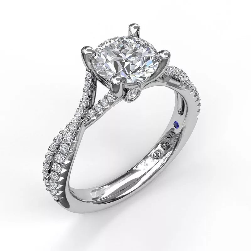 14K White Gold Twisted Diamond Engagement Ring