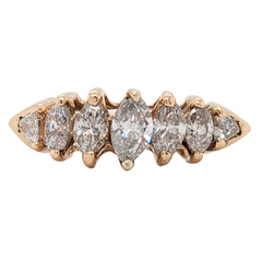 Estate: 14K Gold Marquise Diamond Ring with Trillian Sides