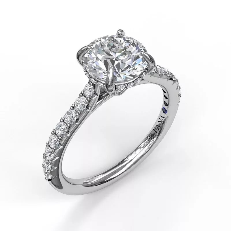 14K White Gold  Round Brilliant Cut Diamond Engagement Ring