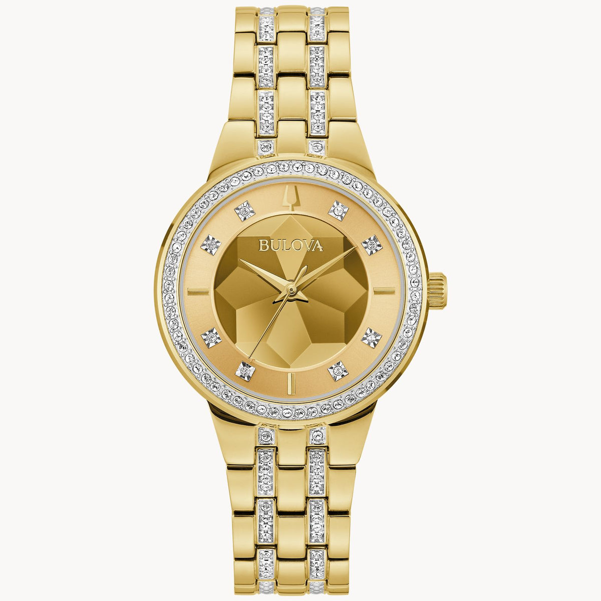 Bulova Goldtone Phantom Watch with Crystal Accents 97L176