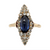 Estate Victorian 14kt Yellow Gold 2ct Cabochon Sapphire .50ctw Old Mine Cut Diamond Ring
