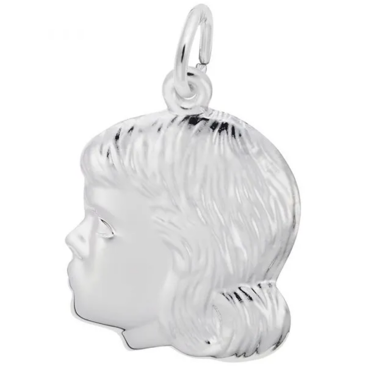 Sterling Silver Girls Head Charm