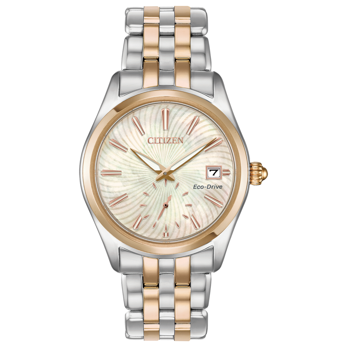 Citizen Eco Drive Corso Two Tone Watch with Mother of Pearl EV1036-51Y