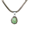 Estate Sterling Sliver Flat Snake Chain with Light Blue/Green Turquoise Pendant