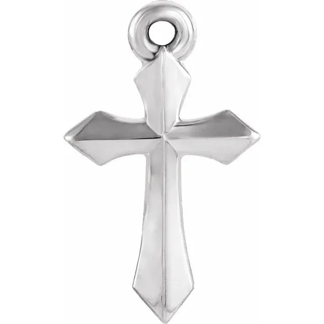 14K WHITE GOLD CROSS CHARM