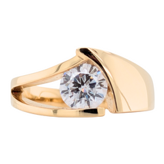 14K Gold Asymmetrical Engagement Mounting - Holds a 1CT