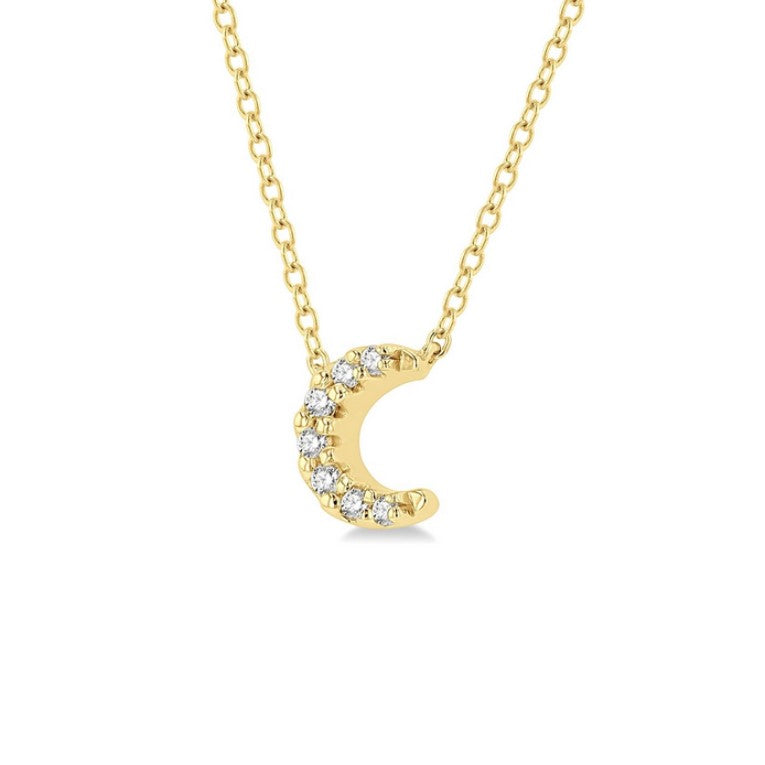 10K Gold Crescent Moon Diamond Necklace