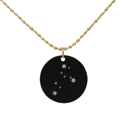 Zirconium Leo Zodiac Lab Grown Diamond Disc Necklace with Gold Filled Chain