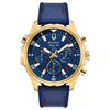 Bulova Marine Star Goldtone Blue & Red Leather Watch 97B168