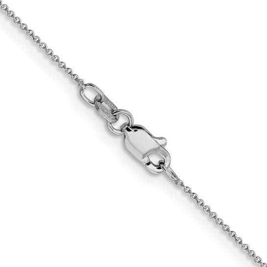 14K White Gold .8MM Round Cable Chain 18"