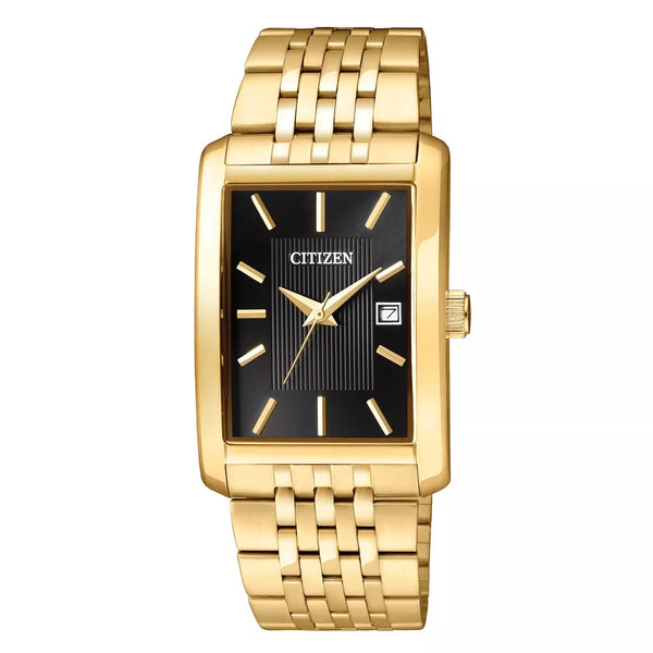 Citizen QuartzSquare Goldtone Watch with Black Dial BH1673-50E