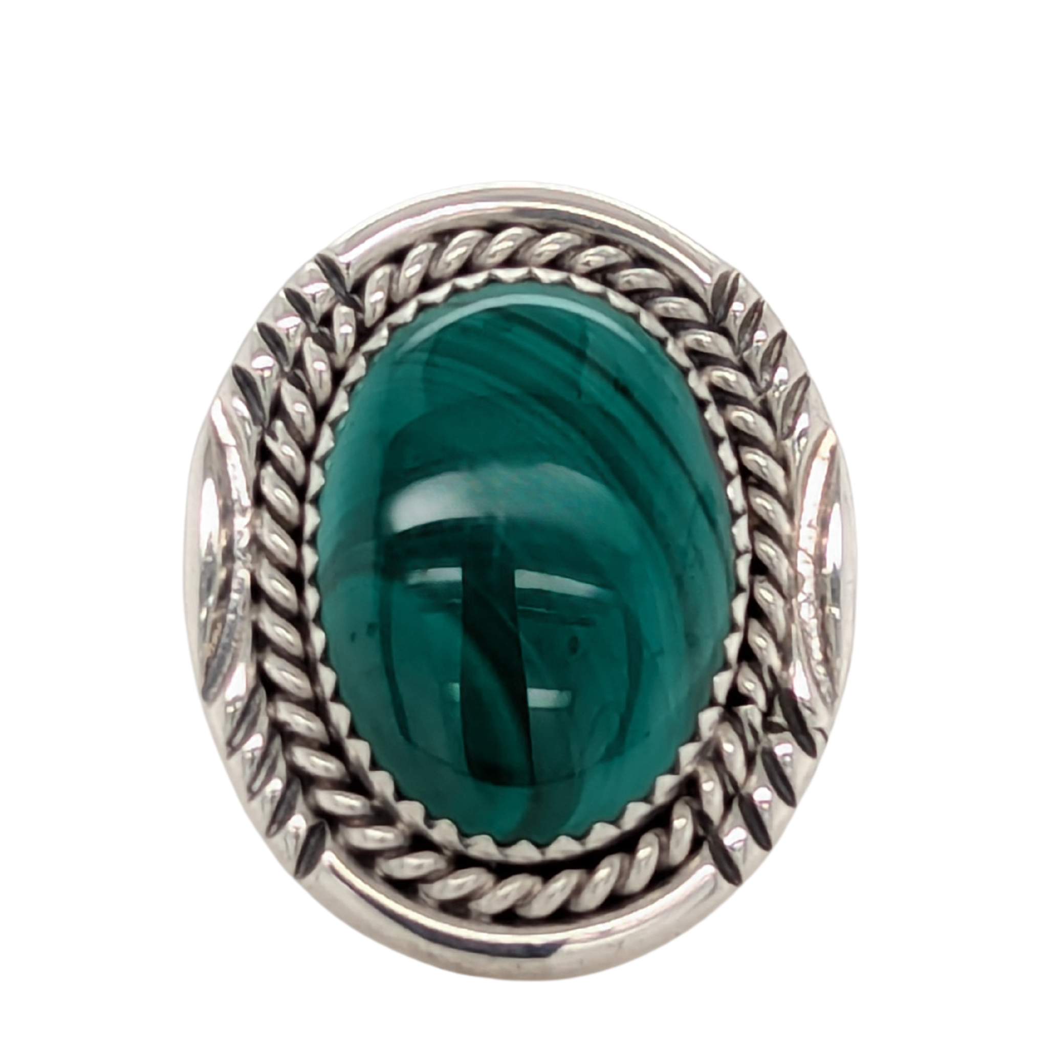 Estate: Sterling Silver Malachite Ring