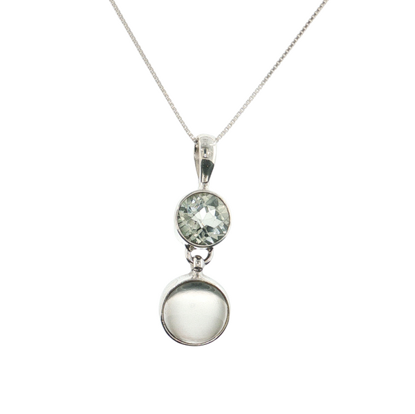 Sterling Sliver Round Prasiolite Pendant 18in