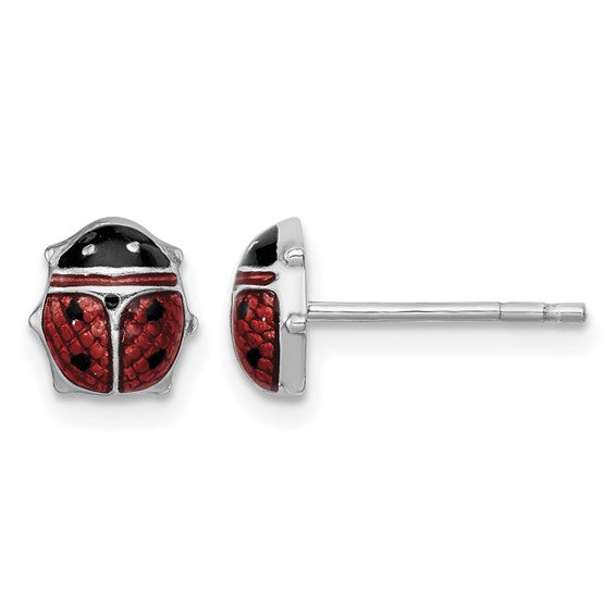 STERLING ENAMEL LADY BUG POST