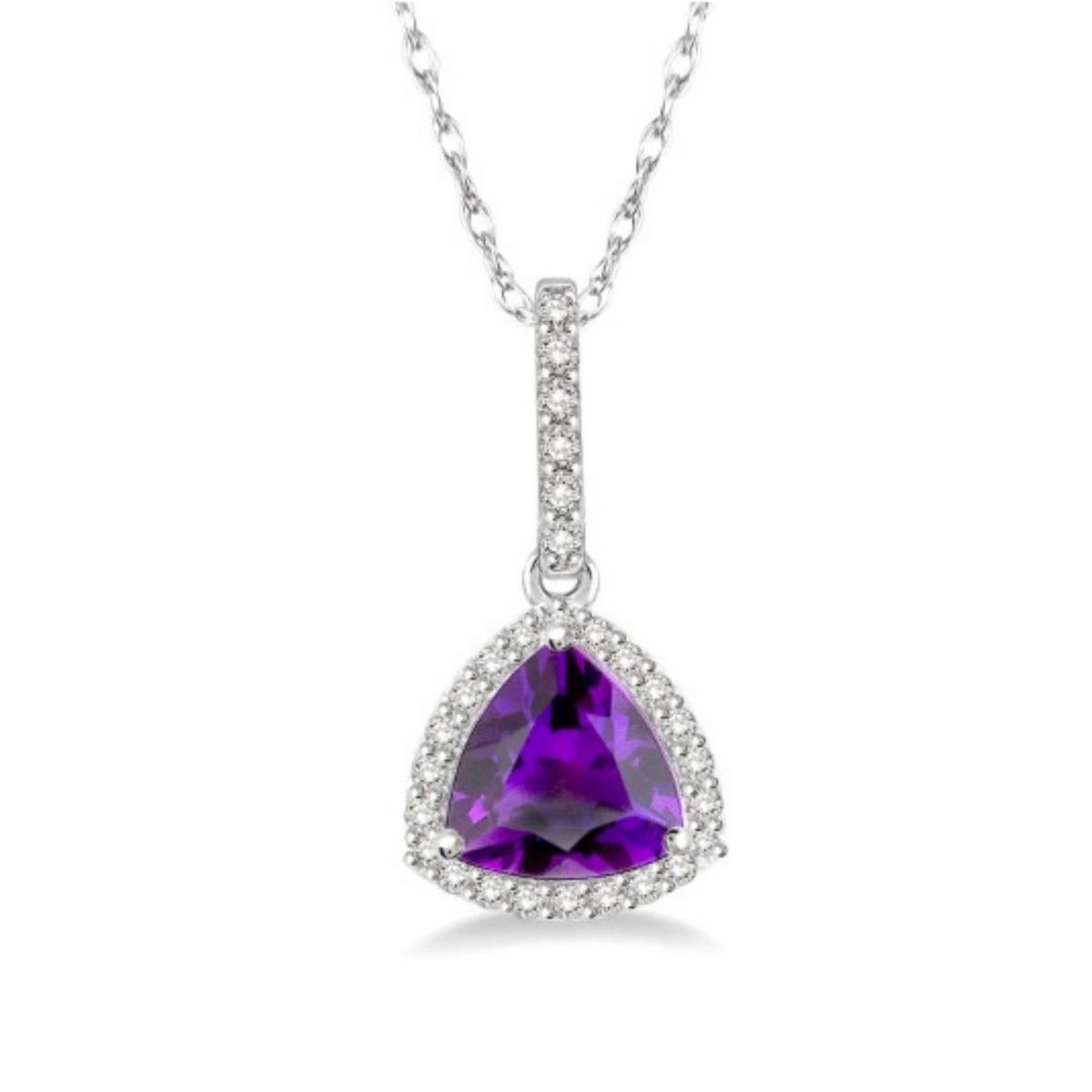 10K White Gold Trillian Amethyst Necklace with Diamonds
