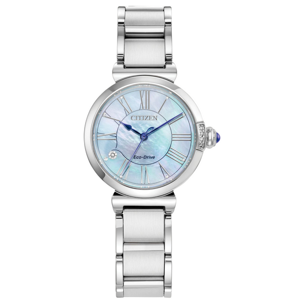 Citizen Eco Drive L Mae Stainless Watch with Mother of Pearl and Diamonds EM1060-52N