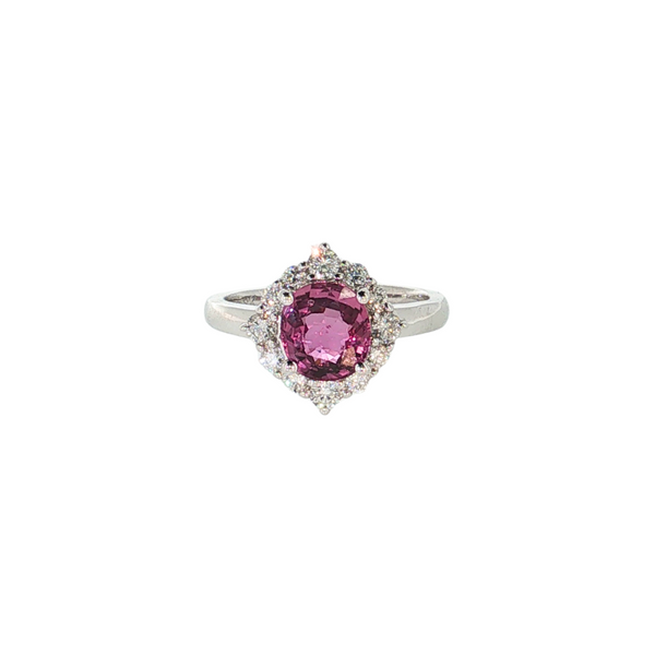 18K WG 1.97CT HEATED PURPLE SAPPHIRE GIA CERT .51CTW DIA RING
