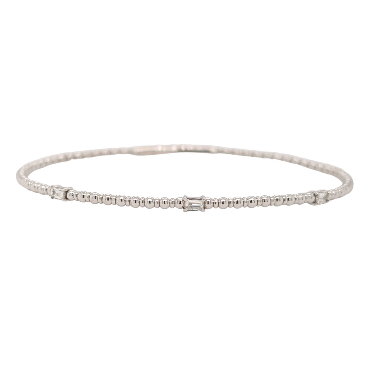 14K White Gold Baguette Station Flex Bracelet