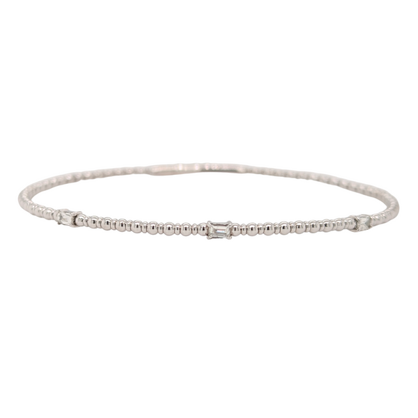 14K White Gold Baguette Station Flex Bracelet