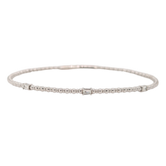 14K White Gold Baguette Station Flex Bracelet