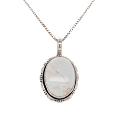 Estate: Sterling Silver White Buffalo Turquoise Necklace 28"