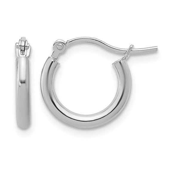 LESLIES 14K WG 2X12MM HOOP EAR