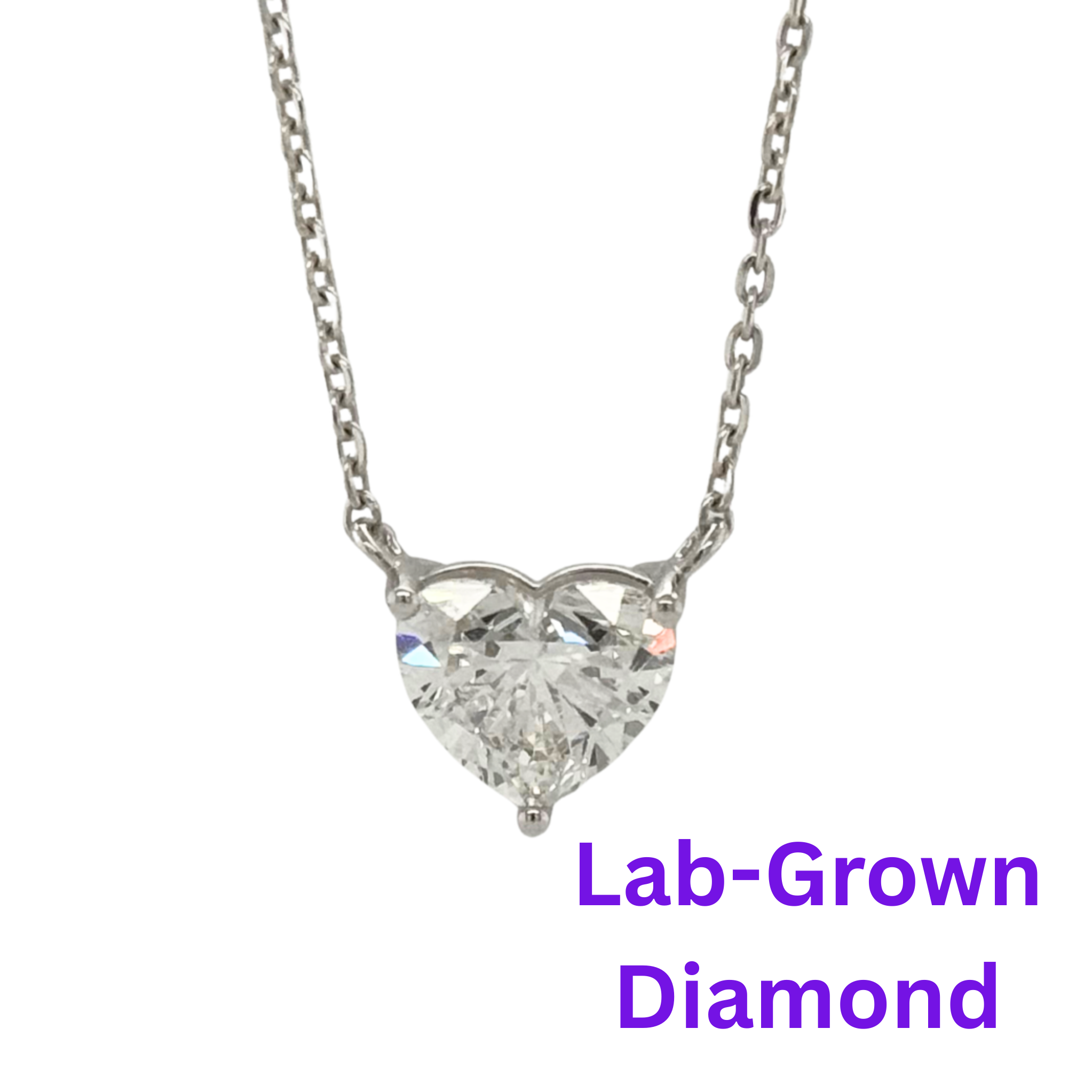14kt White Gold 2.08ct E VS1 Lab Diamond Heart Adjustable Necklace LG674553781