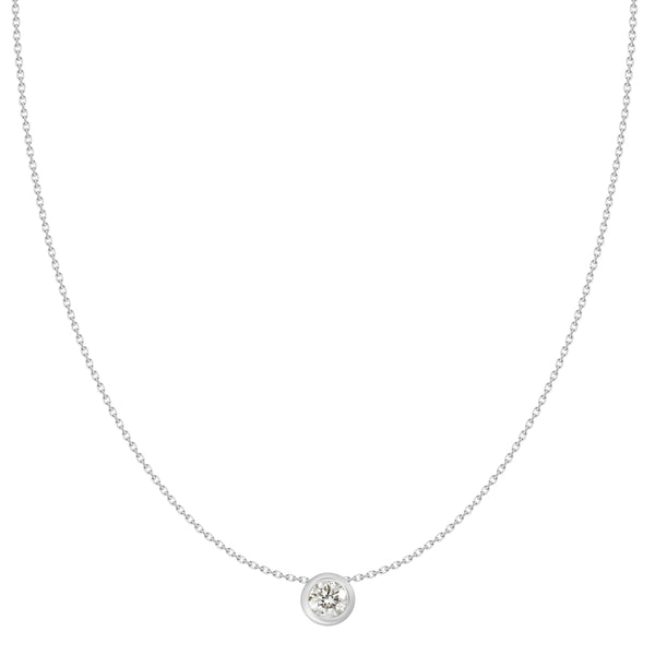 18K White Gold Bezel Set Diamond Necklace