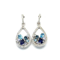 Sterling Silver Blue Multi-Gem Multi-Blue Sprinkle Earrings