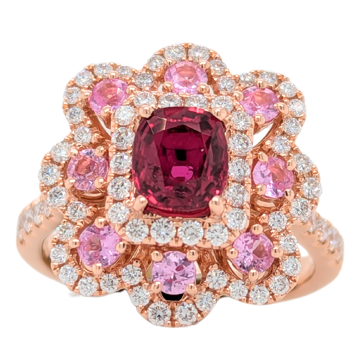 18K Rose Gold No Heat GIA Ruby & Pink Sapphire Ring