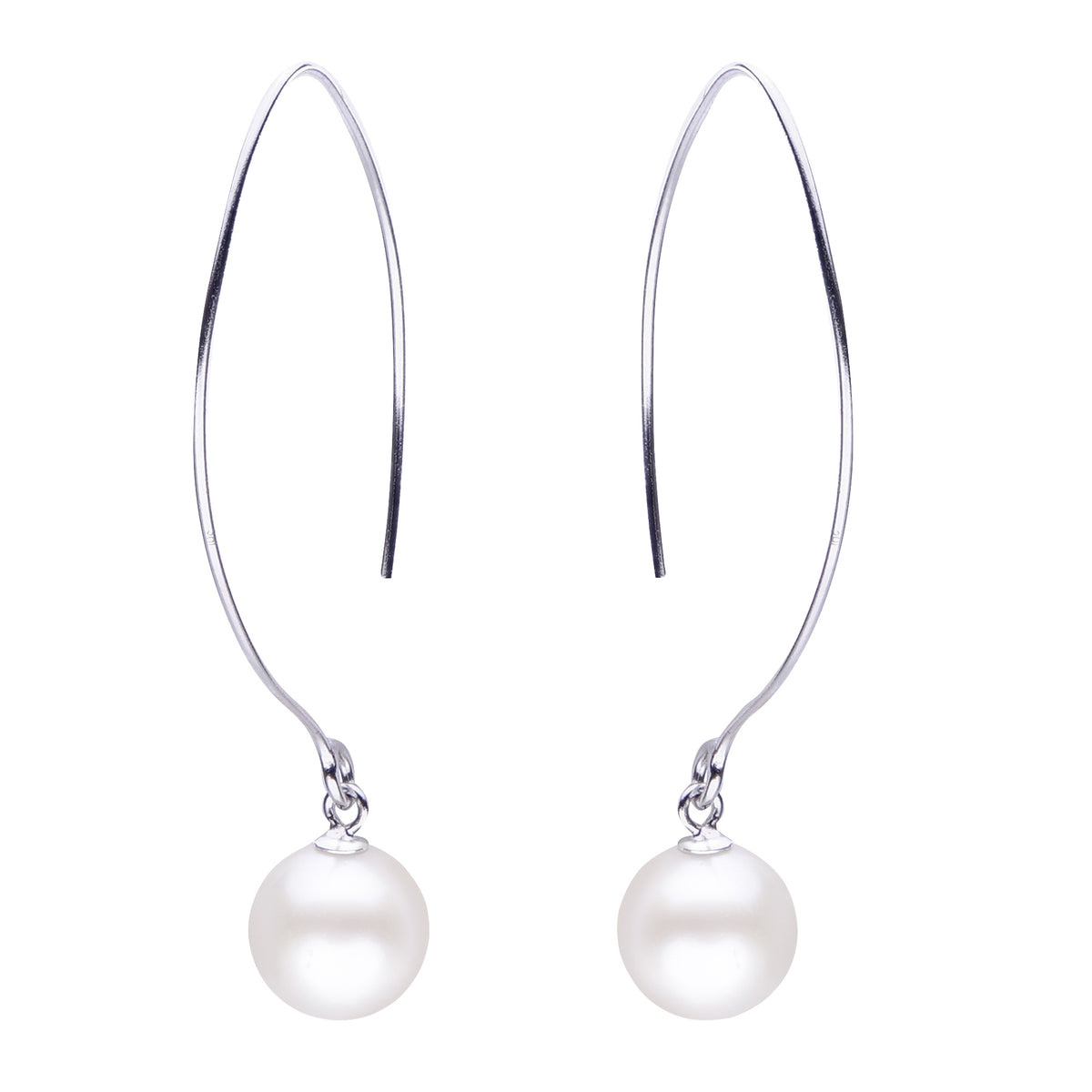Sterling Silver 9-10MM Freshwater Pearl Drop Earrings