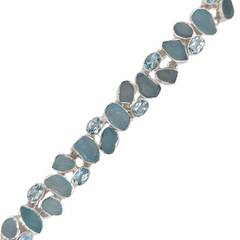 Sterling Silver Rough & Faceted Blue Topaz Bracelet