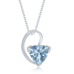 Sterling Silver 1,42CT  Trillion Blue Topaz Elegant Necklace