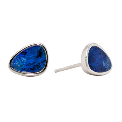 Sterling Silver Australian Opal Freeform Doublet Stud Earrings