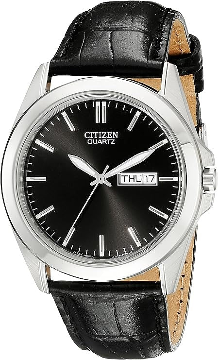 Citizen Quartz Men's Black Leather Strap Watch BF0580-06E
