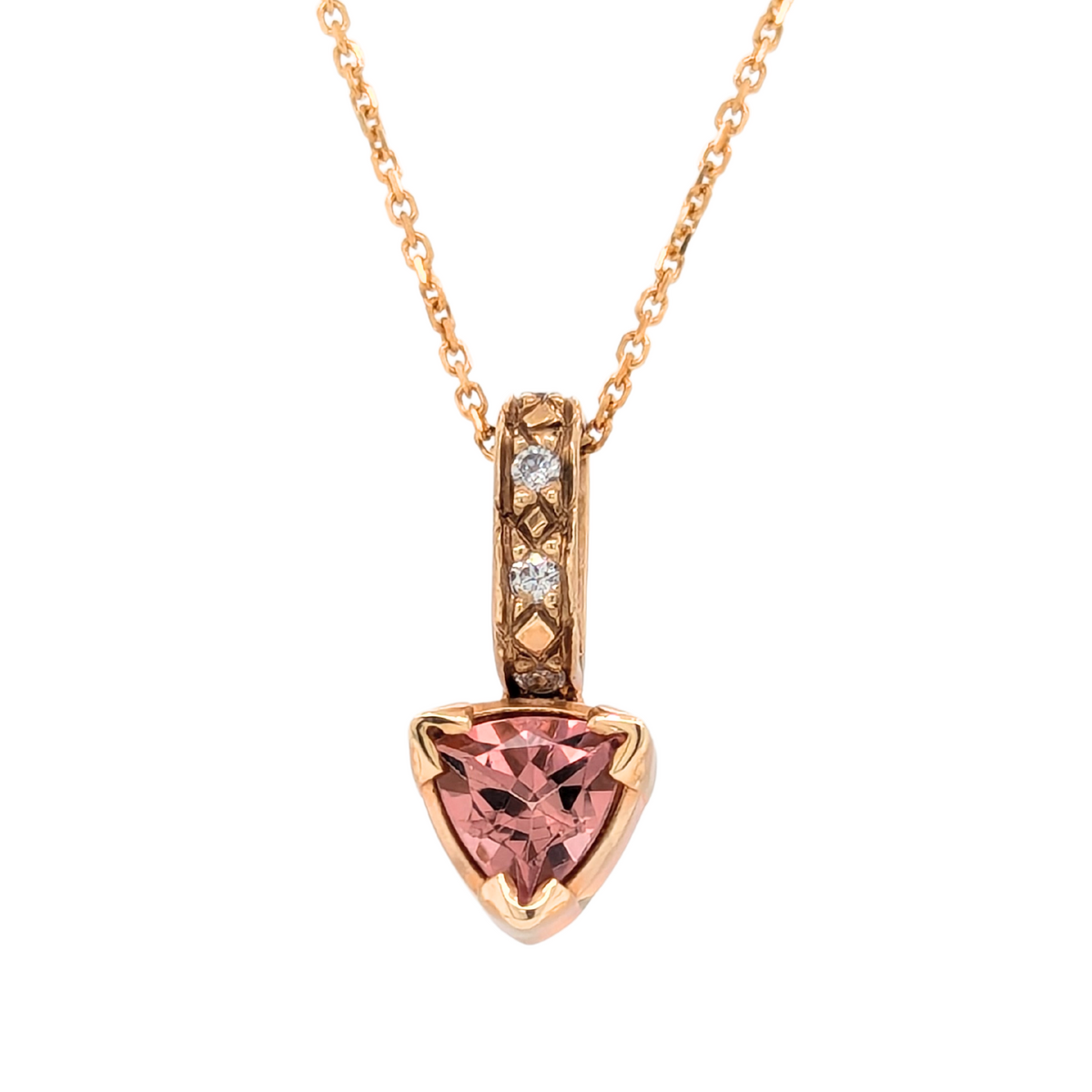 Estate: 14K Yellow Gold Pink Tourmaline Trillian Necklace