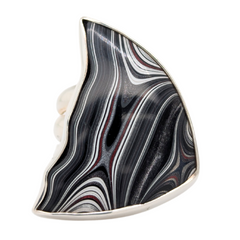 Sterling Silver Fordite Triangular Adjustable Ring