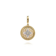 Bujukan 14K Yellow Gold Medallion with Mother of Pearl & Diamond
