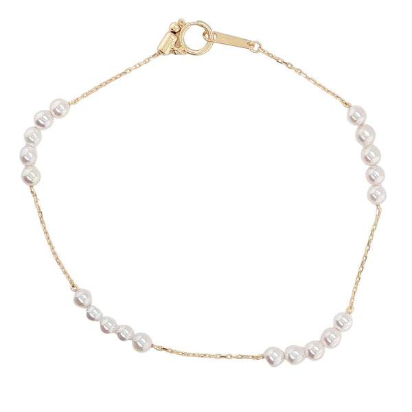 18kt Yellow Gold 3mm Akoya Pearl 4 Section Adjustable Bracelet