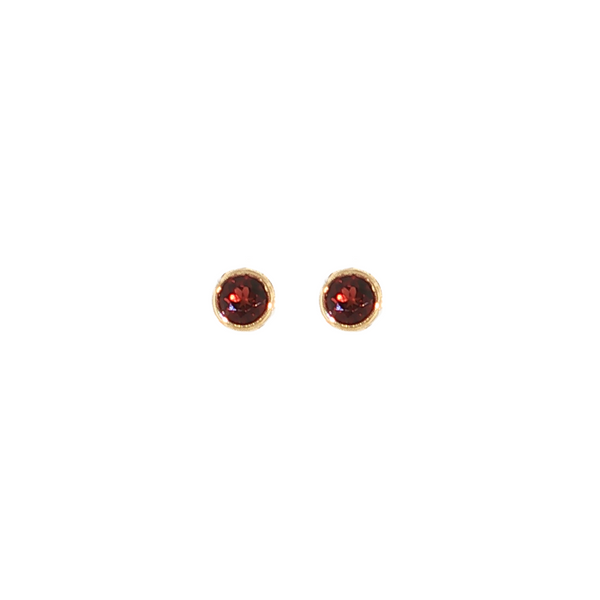 14K YG .44CTW BEZEL SET GARNET STUDS
