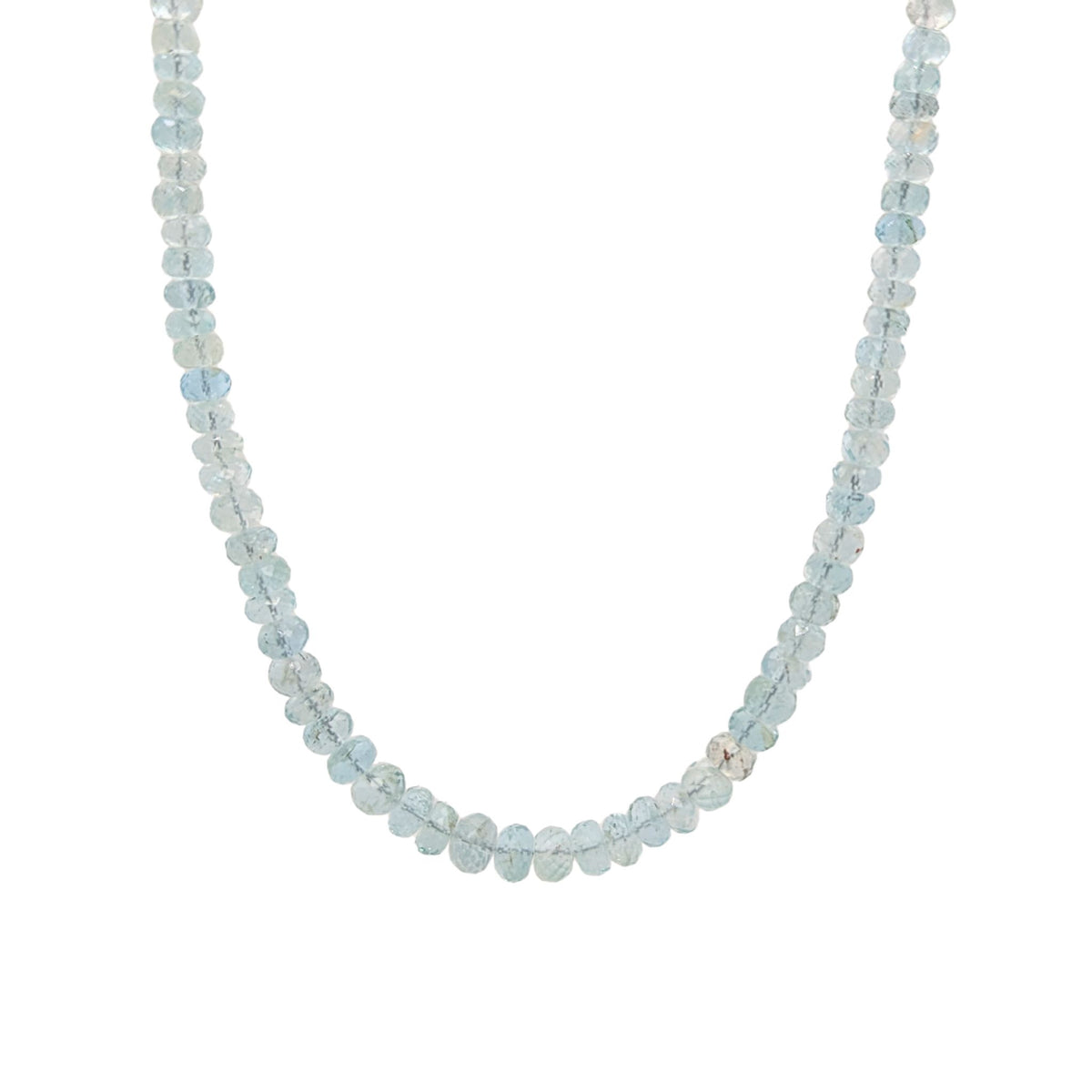 Aquamarine Bead Necklace with Sterling Silver Clasp