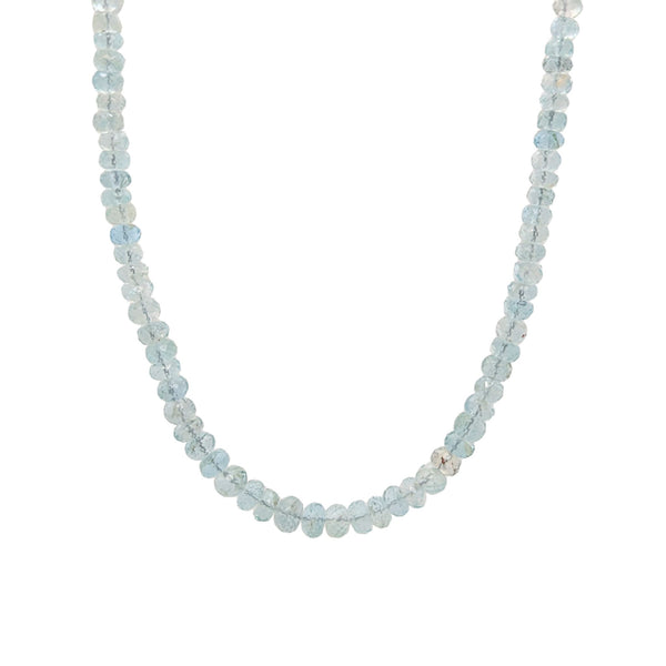 Aquamarine Bead Necklace with Sterling Silver Clasp