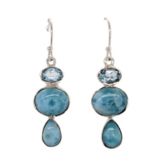 Sterling Silver Double Larimar Dangle Earrings