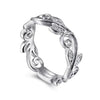 14K White Gold Scroll Floral Band .09CTW