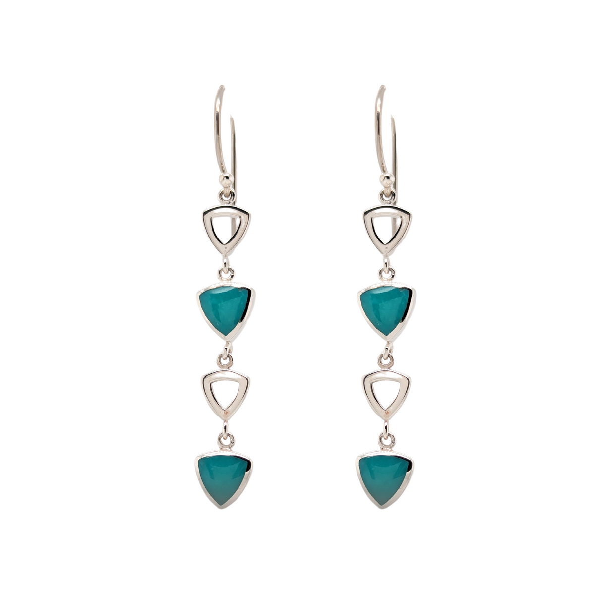 Silver Turquoise Dangle Earrings with French Wires